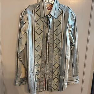 Robert Graham geometric button down shirt sz M
